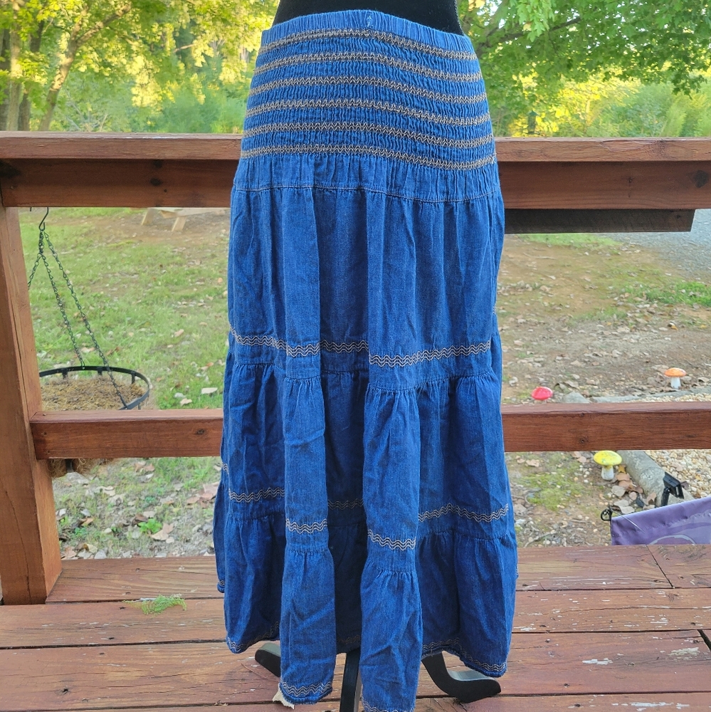 Denim maxi skirt